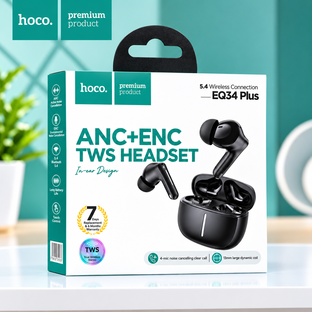Hoco EQ34 Plus ANC+ENC TWS Earbuds