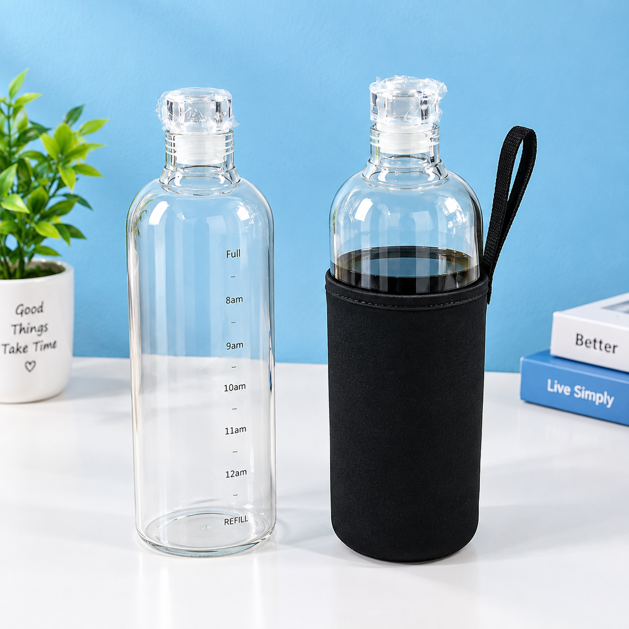 Water Glass Bottle With Protector Cover