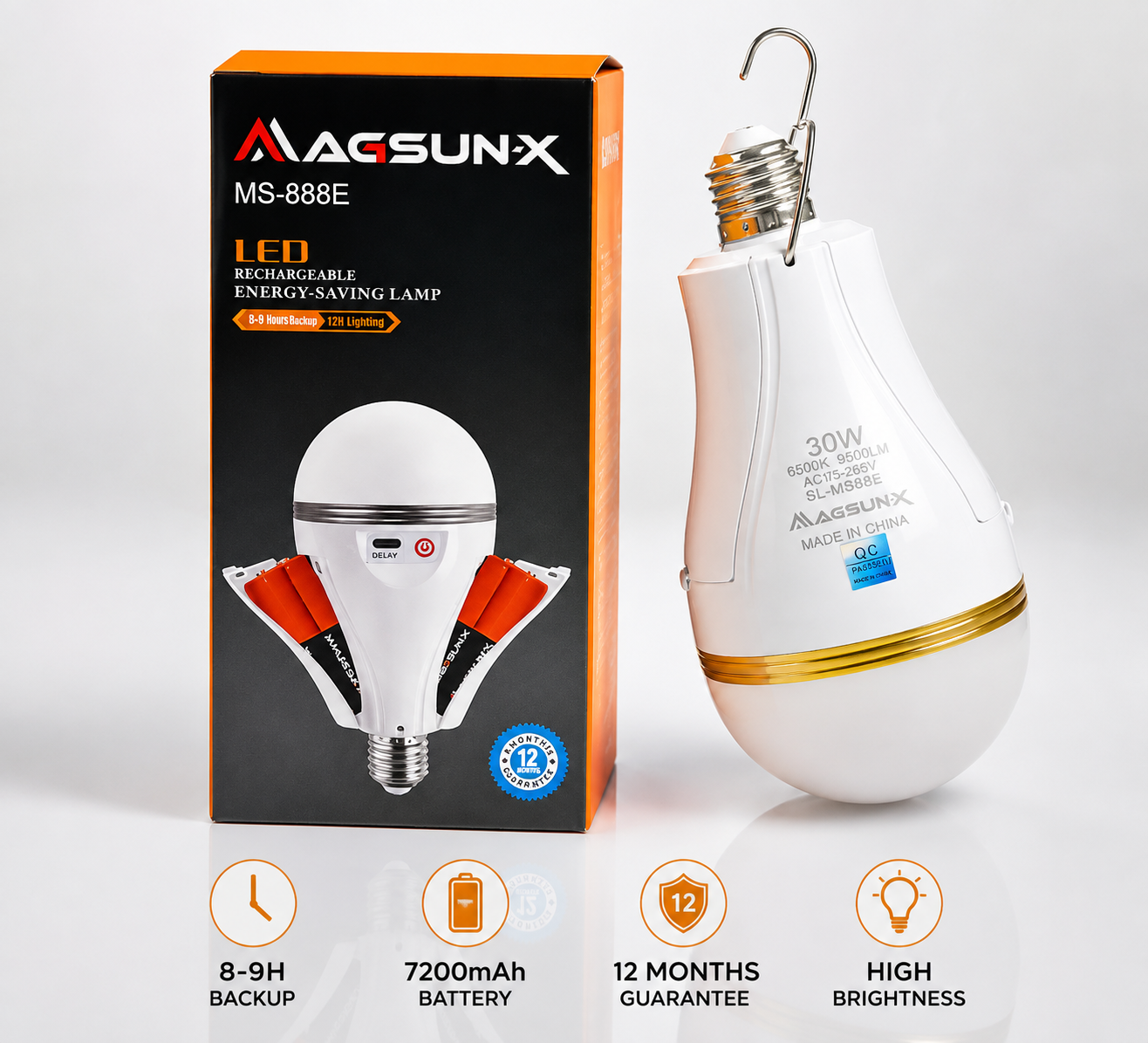 MAGSUNX MS-888E AC/DC Rechargeable LED Bulb